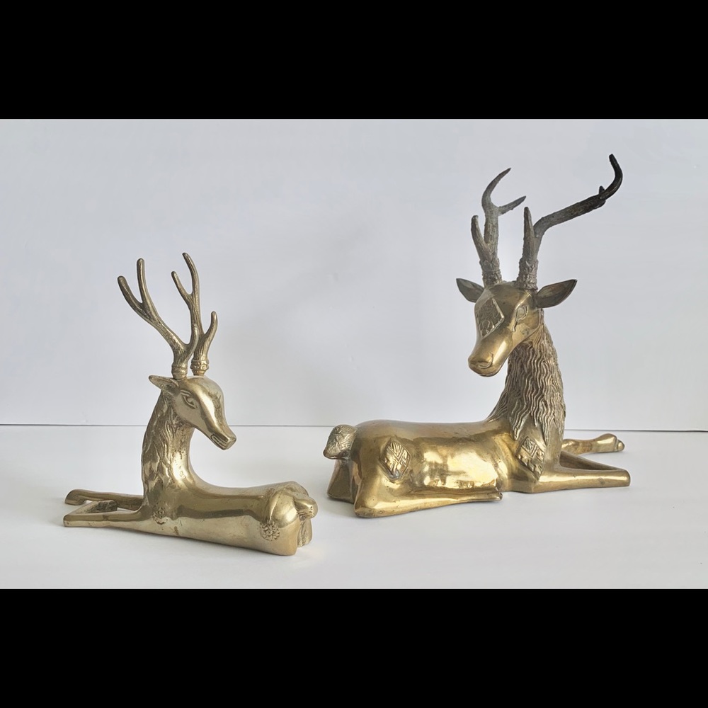 Hollywood Regency Brass Deer Pair